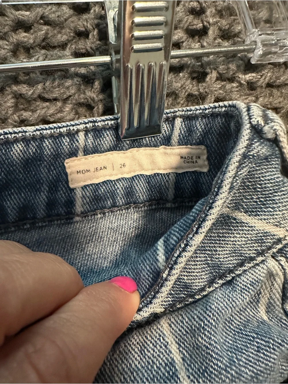 PacSun Mom Jeans Womens 26 Blue White Pinstripe High Rise Tapered 100% Cotton